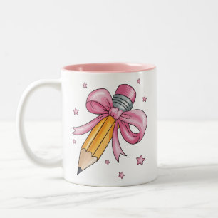 Lehrerbogen Bleistift Lehrleben Wertschätzung Gesc Zweifarbige Tasse