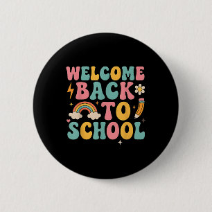 Lehrerdank Jungen Mädchen Retro Willkommen zurück Button