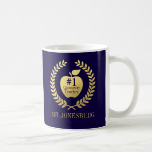Lehrerdankeschale mit individuellem Namen und Gold Kaffeetasse