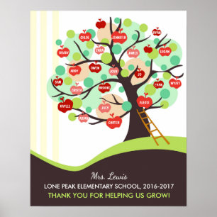 Lehrerdankeschon-Apfelbaum-Geschenk Klassenzimmer Poster