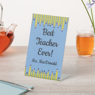 Lehrerdankeschön-Geschenk bester Lehrer überhaupt Sockelschild