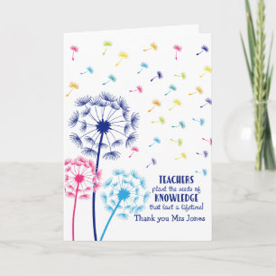 Lehrerdankeschön-Geschenk Löwenzahn Fingerabdruck Karte