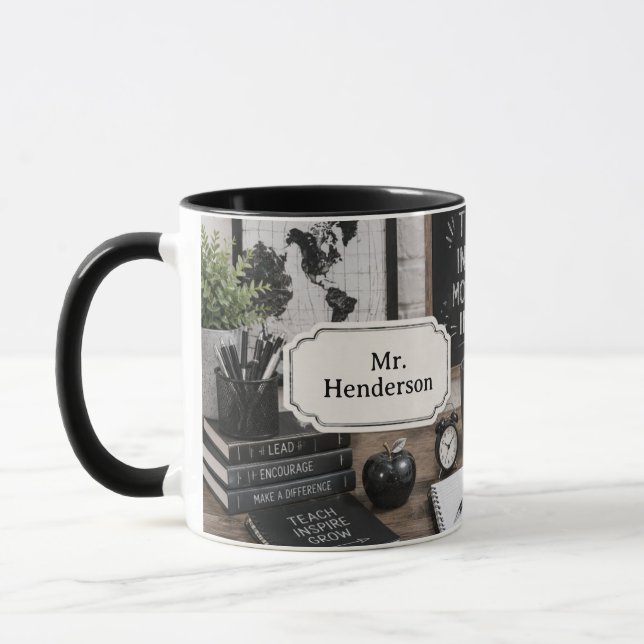 Lehrerdankeschön-Geschenk Schwarz & Weiß Tasse (Links)