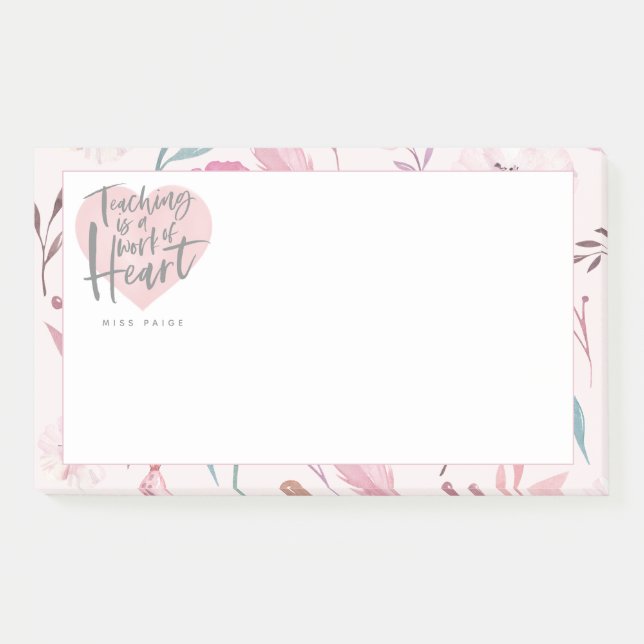 Lehrergeschenk-Aquarellherz Post-it Klebezettel (Vorderseite)