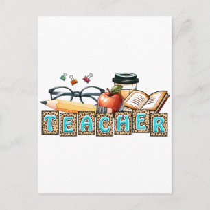 Lehrergeschenk   Bleistiftlehrer Feiertagspostkarte