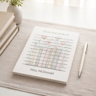 Lehrergeschenk Blumen gestapelte Bücher Notizblock