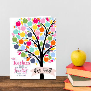 Lehrergeschenk Bunter Apfelbaum Karte