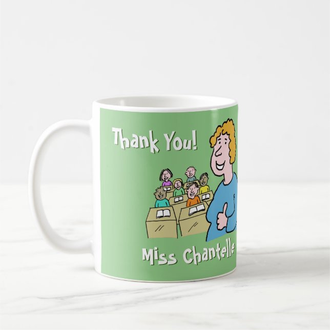 Lehrergeschenk. Danke an eine weibliche Lehrerin Kaffeetasse (Links)