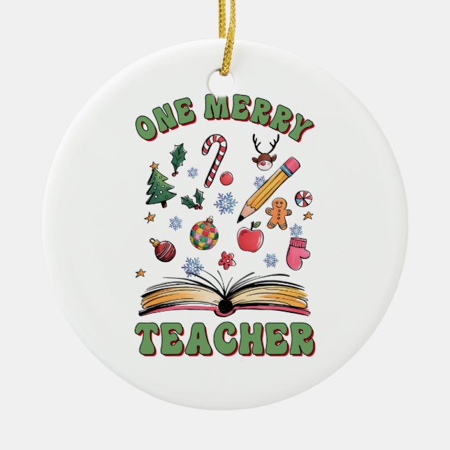 Lehrergeschenk | Ein fröhlicher Lehrer Keramik Ornament (Vorne)