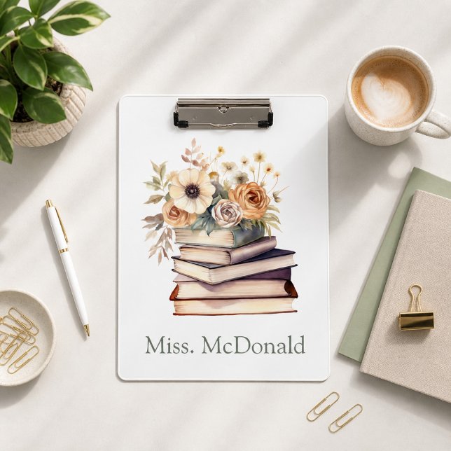 Lehrergeschenk Florale Bücher Klemmbrett (Von Creator hochgeladen)