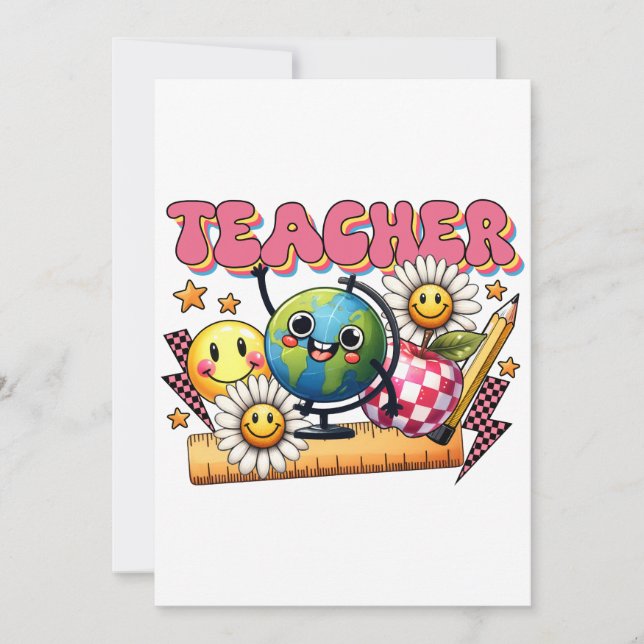 Lehrergeschenk | Floraler Lehrer Einladung (Vorderseite)