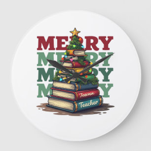 Lehrergeschenk Frohe Weihnachten Lehrer Bücher Große Wanduhr