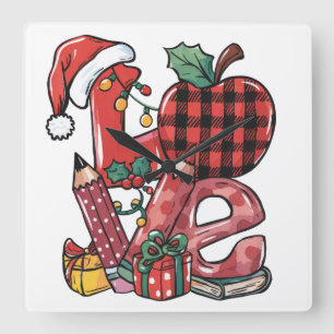 Lehrergeschenk Frohe Weihnachten Liebe Quadratische Wanduhr