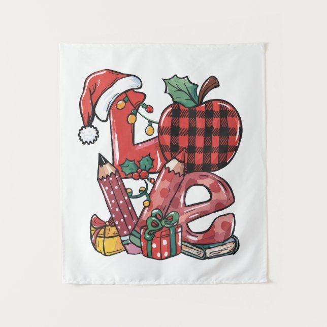 Lehrergeschenk | Frohe Weihnachten Liebe Wandteppich (Vorderseite)
