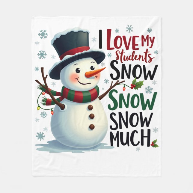 Lehrergeschenk | Ich liebe meine Schüler Schnee vi Fleecedecke (Vorderseite)