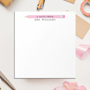 Lehrergeschenk Individuell illustrierter rosa Blei Notizblock