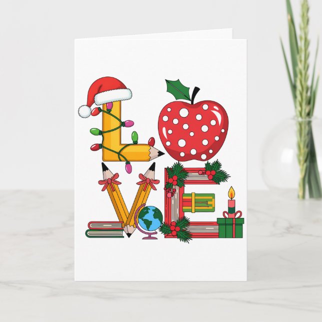 Lehrergeschenk | Lieblings Bleistift Apfel Bücher Karte (Vorderseite)