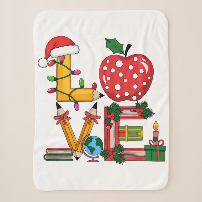 Lehrergeschenk | Lieblings Bleistift Apfel Bücher Sherpadecke (Vorderseite)
