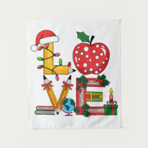 Lehrergeschenk Lieblings Bleistift Apfel Bücher Wandteppich