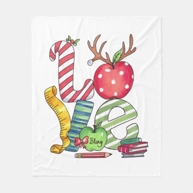 Lehrergeschenk | Lieblings Bleistift Apfel Fleecedecke (Vorderseite)