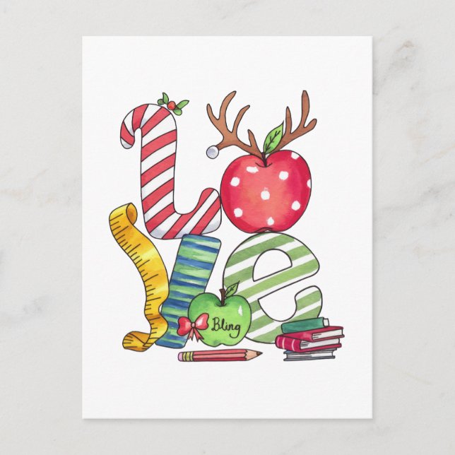 Lehrergeschenk | Lieblings Bleistift Apfel Postkarte (Vorderseite)