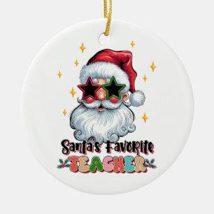 Lehrergeschenk   Santas Lieblingslehrer Keramik Ornament