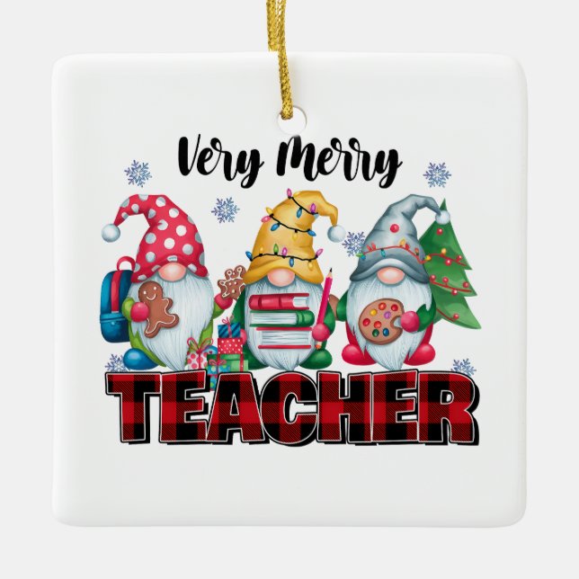 Lehrergeschenk | Sehr fröhlicher Lehrer Keramikornament (Vorderseite)