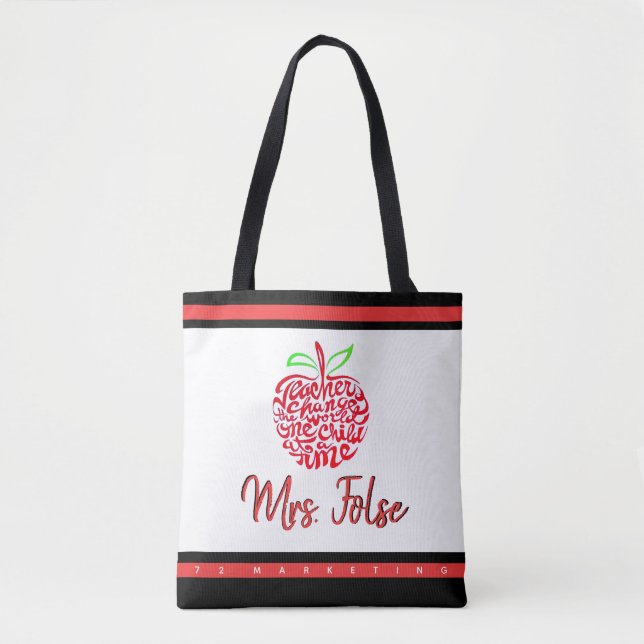 Lehrergeschenk-Tasche Apfel Schüler Benutzerdefini (Vorderseite)
