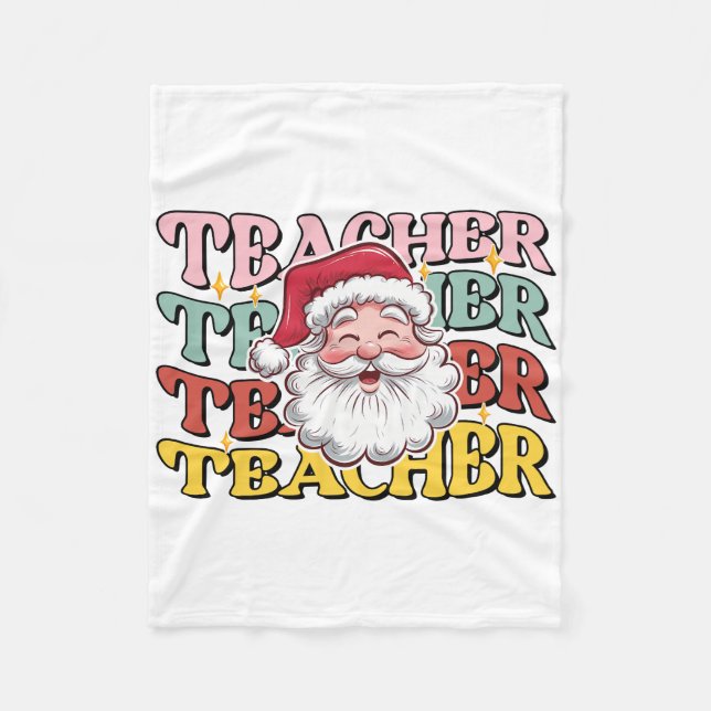 Lehrergeschenk | Weihnachtsmann-Lehrer Fleecedecke (Vorderseite)