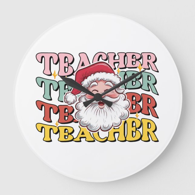 Lehrergeschenk | Weihnachtsmann-Lehrer Große Wanduhr (Vorderseite)