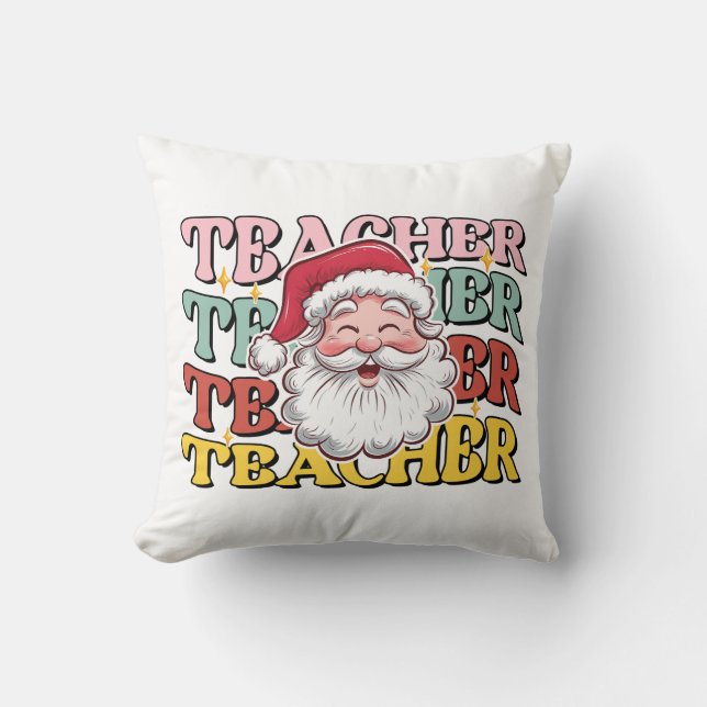 Lehrergeschenk | Weihnachtsmann-Lehrer Kissen (Vorderseite)
