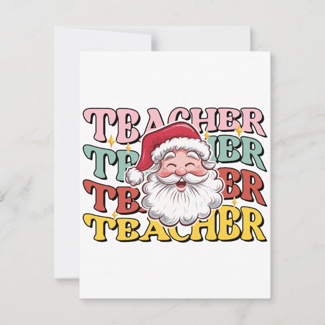 Lehrergeschenk | Weihnachtsmann-Lehrer Mitteilungskarte (Vorderseite)