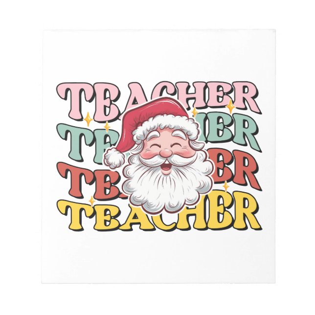 Lehrergeschenk | Weihnachtsmann-Lehrer Notizblock (Vorderseite)