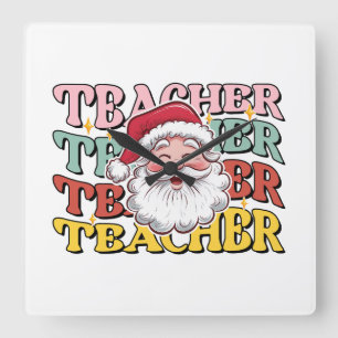 Lehrergeschenk Weihnachtsmann-Lehrer Quadratische Wanduhr
