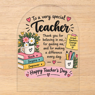 Lehrergeschenk zum Tag des Lehrers | Frohen Tag de Acryleinladungen