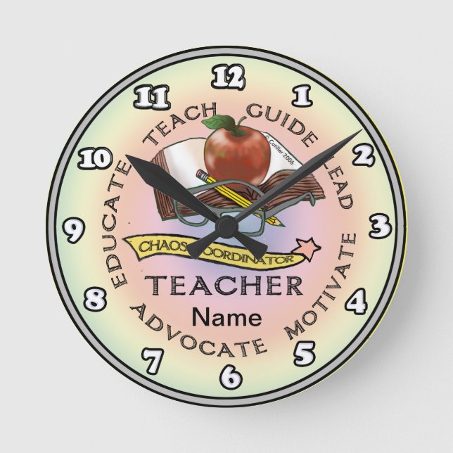 Lehrerhandbuch für die Schule  Runde Wanduhr (Vorderseite)
