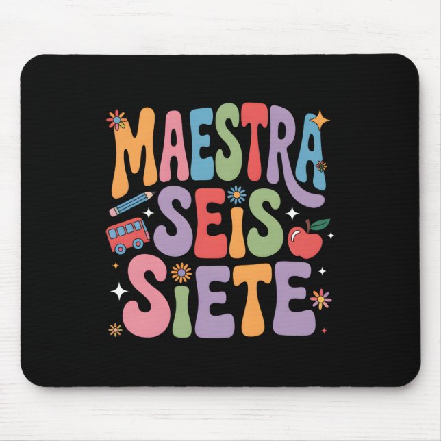 Lehrerin 67 Six Seven Spanischlehrer Zweisprachig  Mousepad (Vorne)