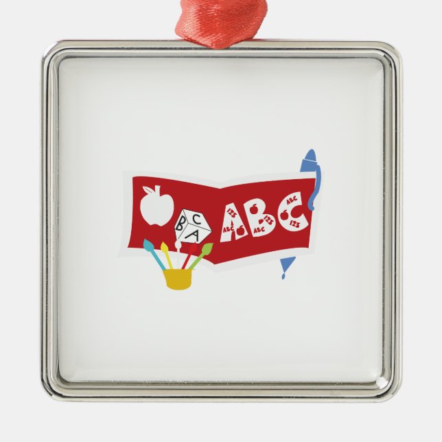Lehrerin ABC Ornament Aus Metall (Vorne)