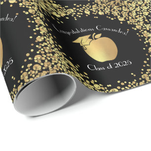 Lehrerin Abschluss Black Gold Geschenkpapier