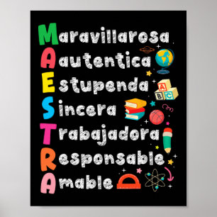 Lehrerin Akronym Spanischlehrer Zurück zur Schule Poster