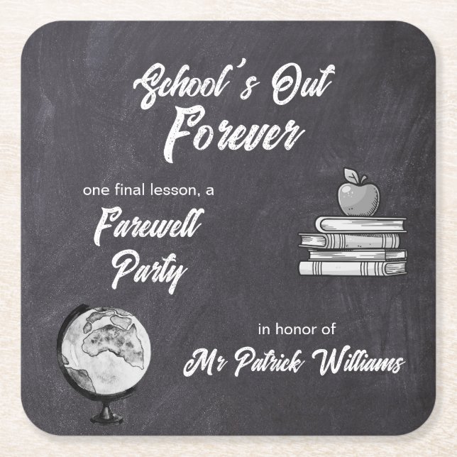 Lehrerin Altersversorgung Abschied Blackboard Nost Rechteckiger Pappuntersetzer (Vorderseite)