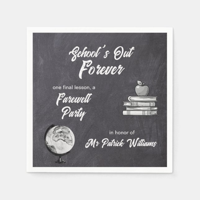 Lehrerin Altersversorgung Abschied Blackboard Nost Serviette (Vorderseite)
