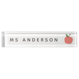Lehrerin Apple | Niedliche moderne Grafische Fruch Namensplakette