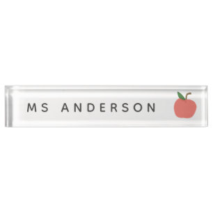 Lehrerin Apple   Niedliche moderne Grafische Fruch Namensplakette