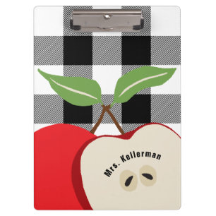 Lehrerin Apple White Buffalo Karierter Mit Monogra Klemmbrett