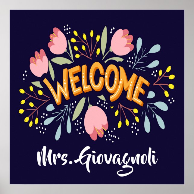 Lehrerin Begrüßungspapier Poster (Vorne)