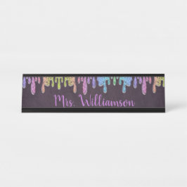 Lehrerin Beruflicher Glitzer Sparkle Schreibtischnamensplakette
