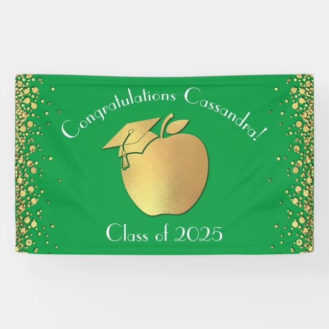 Lehrerin Bildung Abschluss Green Gold Banner (Horizontal)