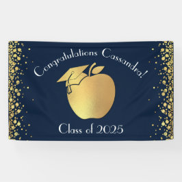 Lehrerin Bildung Abschluss Navy Blue Gold Banner