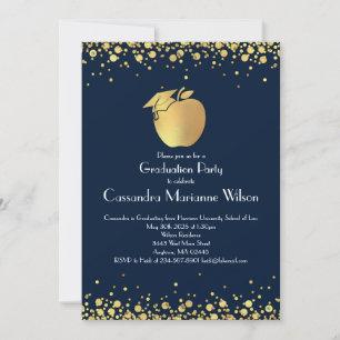 Lehrerin Bildung Abschluss Navy Blue Gold Invita Einladung